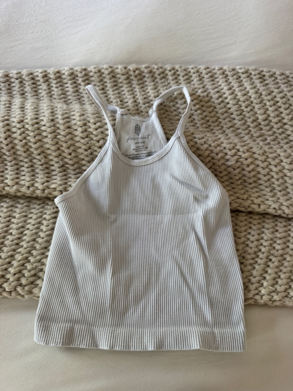 Free people movement Ribbed Halter Tank Top in white